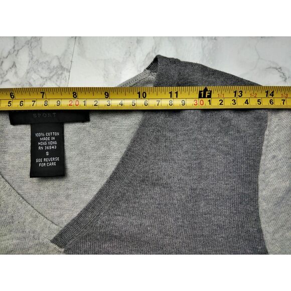 Geoffrey Beene Sport Black Gray Colorblock V-Neck 100% Cotton Women’s Sweater S - Picture 11 of 13